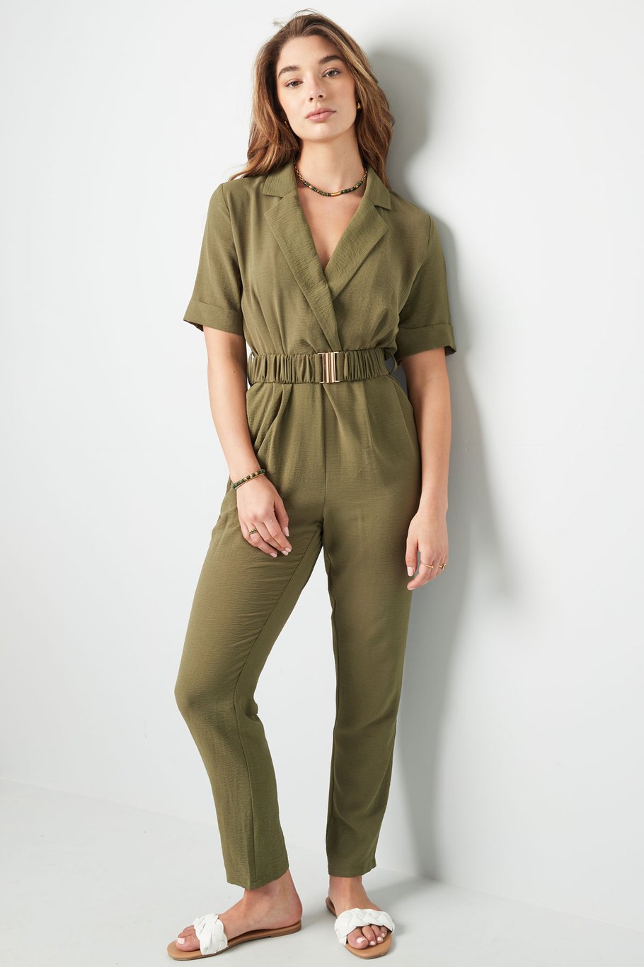 Combinaison Avec Ceinture Beige Image3